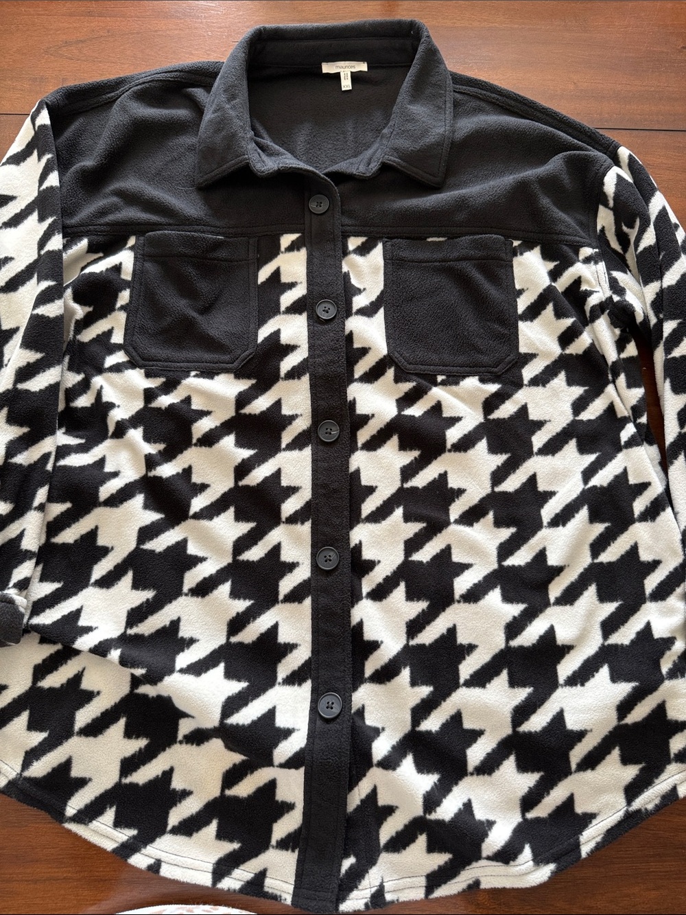 Maurices Black and White Houndstooth Button-Up Utility Jacket size XXL